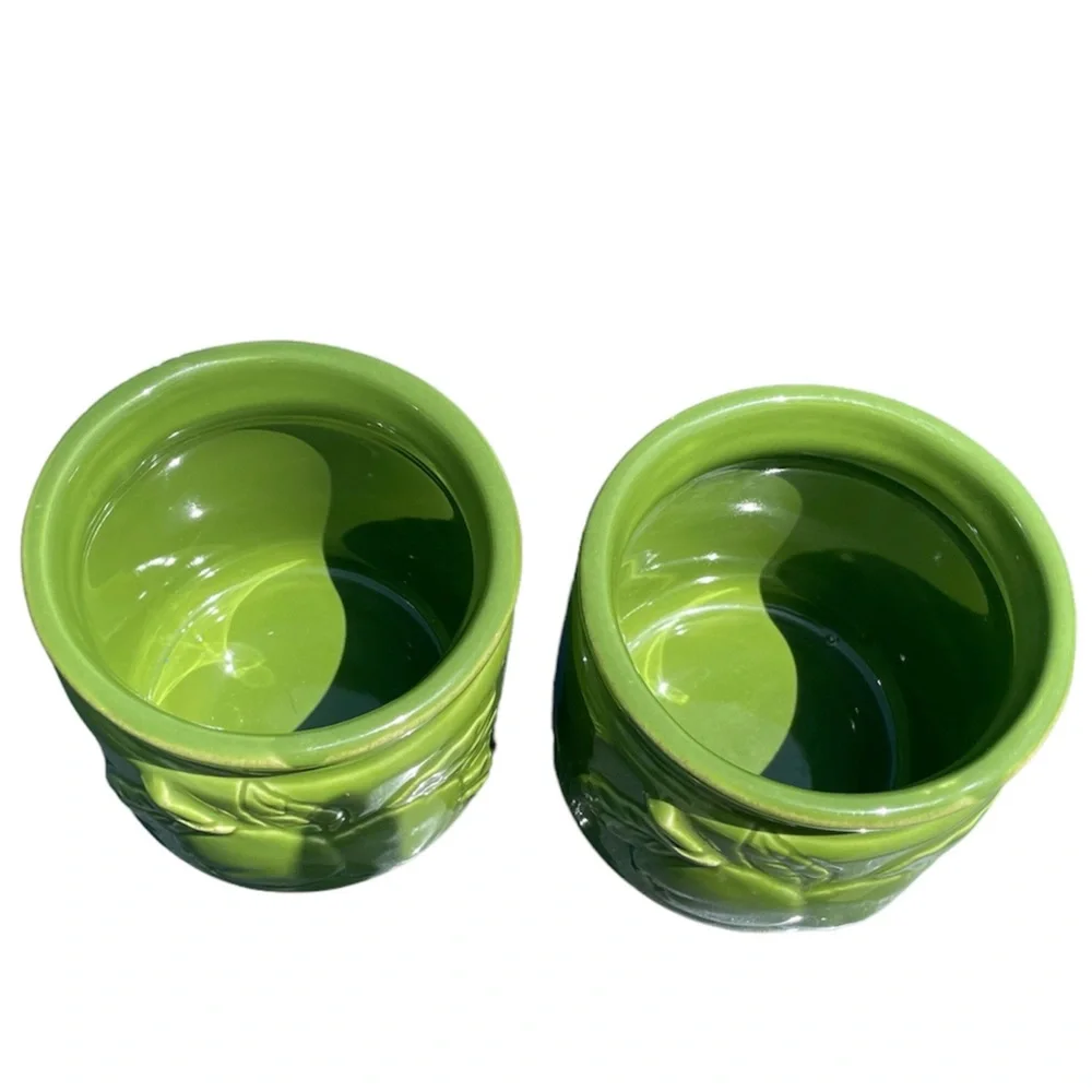 Sur La Table (2) Green Ceramic Cups Made in Italy Set of Two